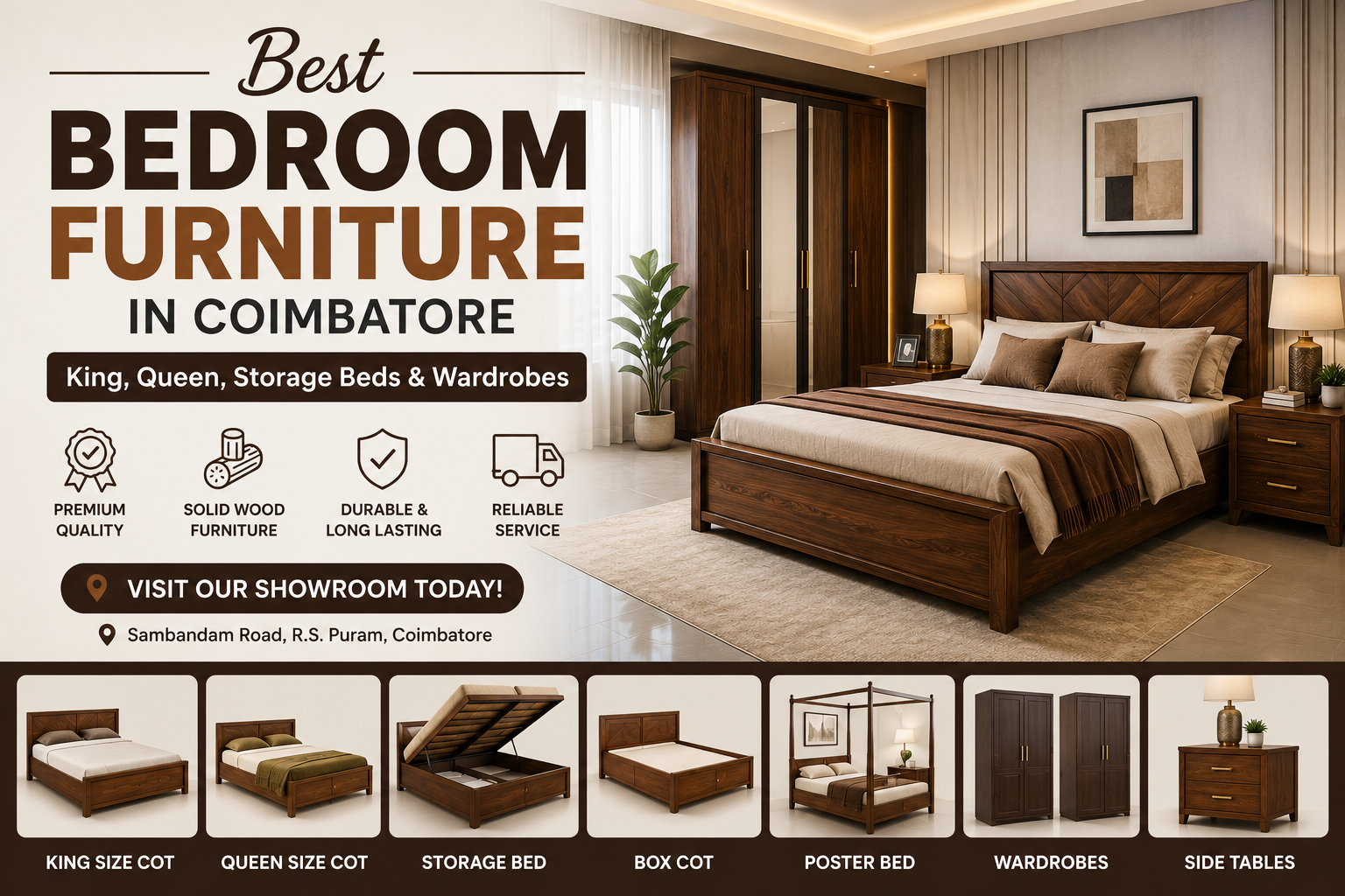 Best Bedroom Furniture in Coimbatore - King, Queen, Storage Beds & Wardrobes